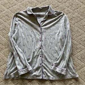 SimplyBasic Gray & Purple Floral Print Sleep Set 2X (18W-20W)